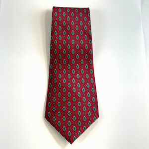 Gold City Hand Made Silk Men's Neck Tie Classic Burgundy Red and Green Design
